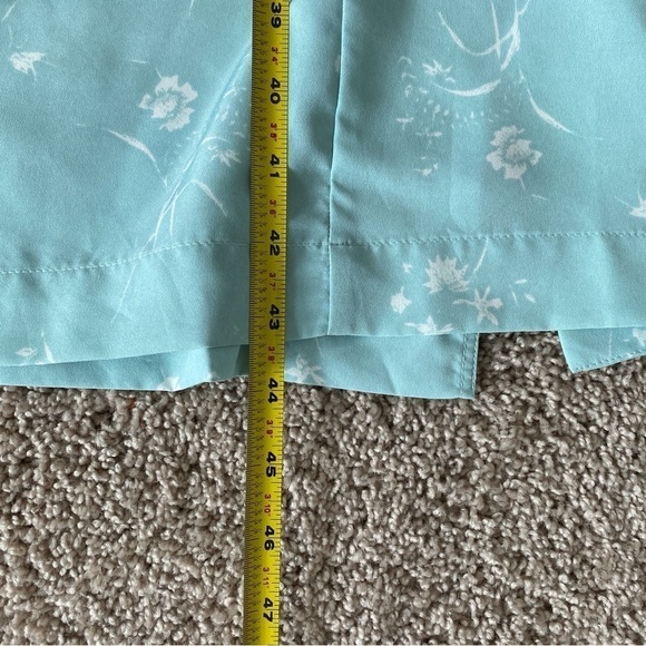 Oak + Fort Light Blue Floral Front Tie Long Dress Sz M Lightweight Pockets - Picture 11 of 11